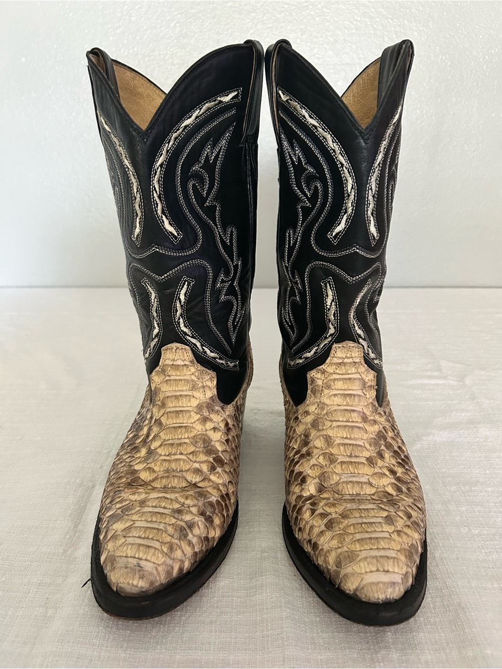 Botas Picon Python Snakeskin Cowboy Boots Men 6.5 Women 8.5 Exotic Western